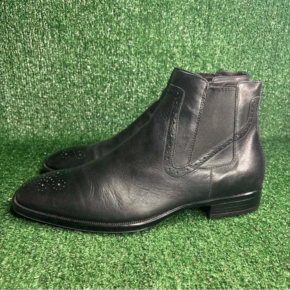 Johnston &‎ Murphy Mens Size 12 M Black Leather Side Zip Chelsea Boots EUC